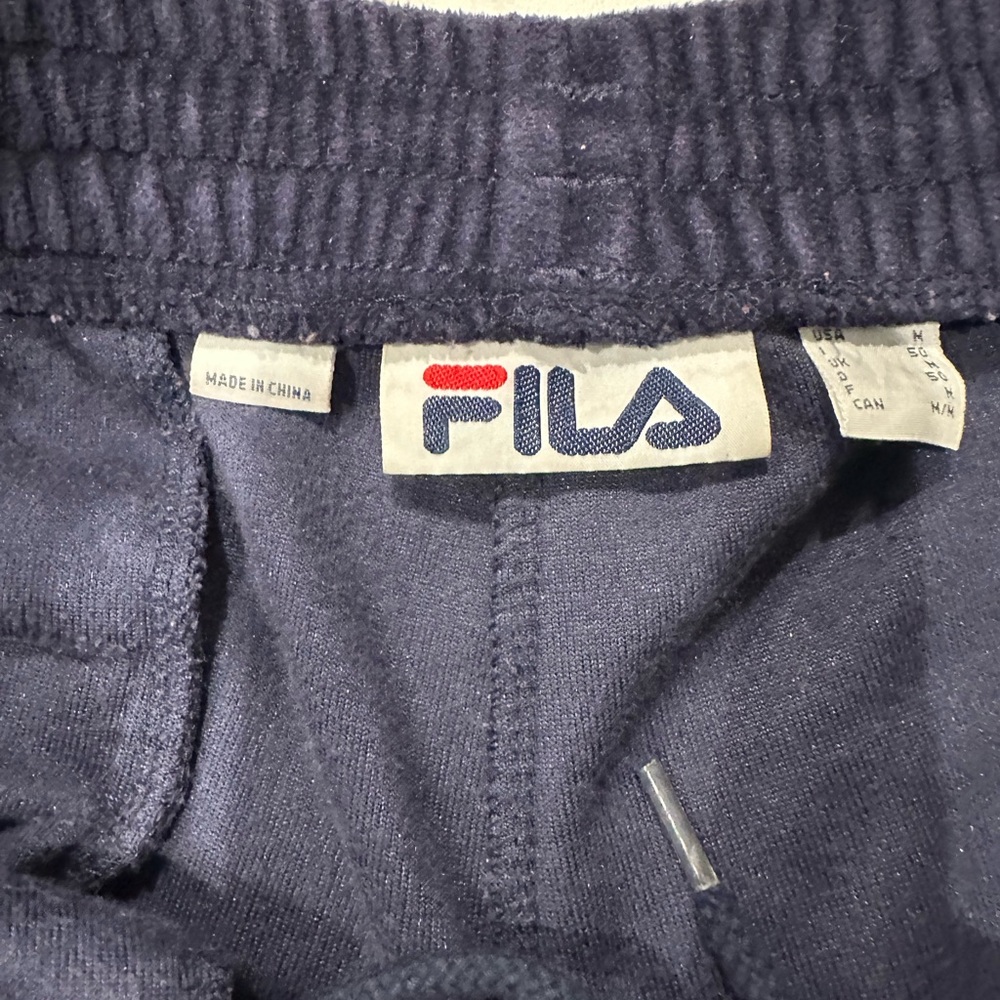 Fila Navy Velour Sweatpants with Red Logo Accent - Picture 3 of 5